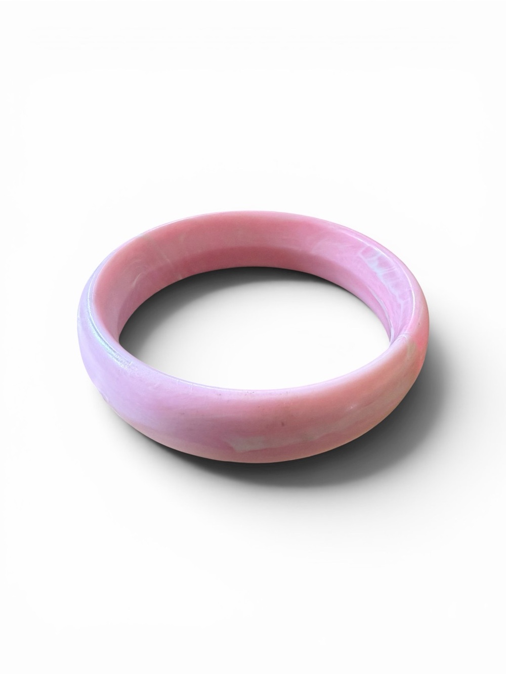 VTG Bakelite Pink Marbled Bangle Bracelet Bubblegum Pink Swirl Retro Tested